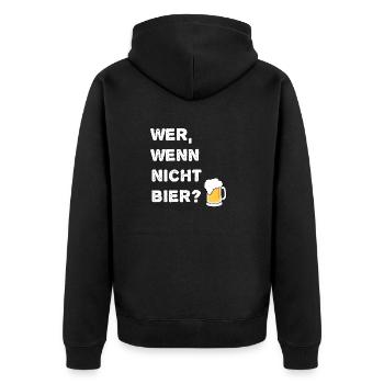 Bier wer wenn nicht bier - Unisex Premium Bio Zip Hoodie - Schwarz - Hinten - Nico (187cm)