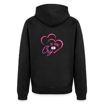BE MINE OR CRY - Unisex Premium Bio Zip Hoodie - Schwarz - Hinten - Nico (187cm)