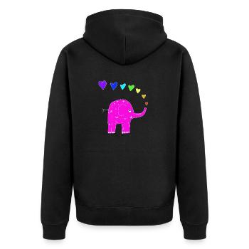 Regenbogenelefant - Unisex Premium Bio Zip Hoodie - Schwarz - Hinten - Nico (187cm)