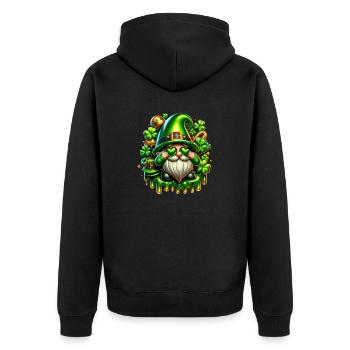 St.Patricks Day - Gnome - Unisex Premium Bio Zip Hoodie - Schwarz - Hinten - Nico (187cm)