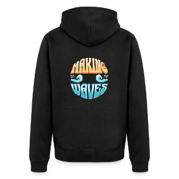 Beach Ocean Surfing Retro Surfers Sea Waves Summer - Unisex Premium Bio Zip Hoodie - Schwarz - Hinten - Nico (187cm)
