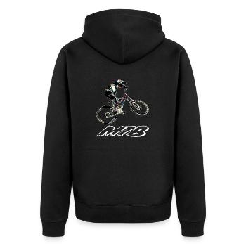 vtt mtb downhill - Veste à capuche bio Premium Unisexe - noir - Dos - Nico (187cm)