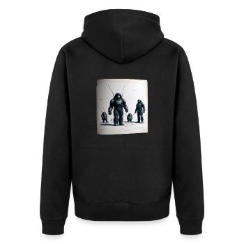 Vintage Roboter Comic - Unisex Premium Bio Zip Hoodie - Schwarz - Hinten - Nico (187cm)
