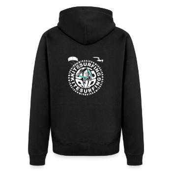 Kitesurfen Windkind - Unisex Premium Bio Zip Hoodie - Schwarz - Hinten - Nico (187cm)