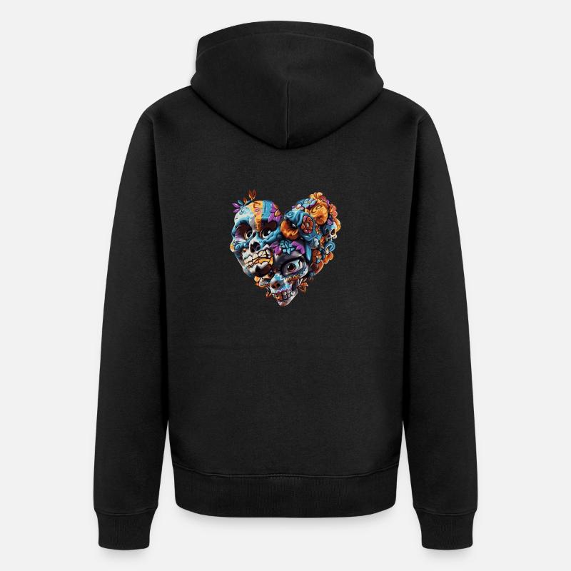 Heart skull - Veste à capuche bio Premium Unisexe - noir
