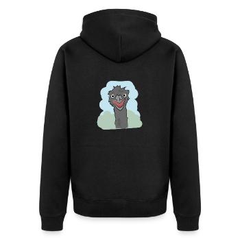 Illustration design "Emu Kisses" - Unisex Premium Organic Zip Hoodie - black - Back - Nico (187cm)