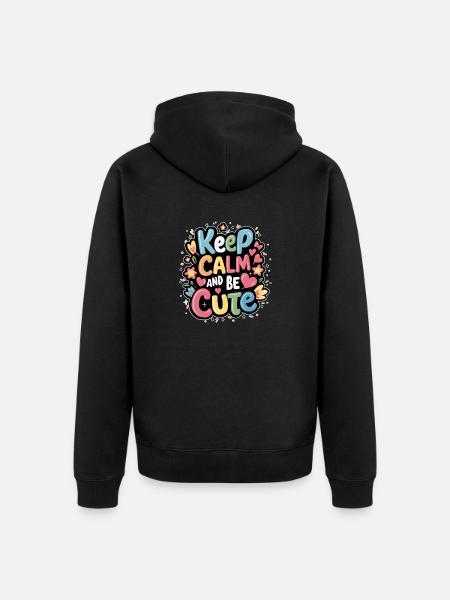 Keep calm and be cute - Unisex Premium Organic Zip Hoodie - black