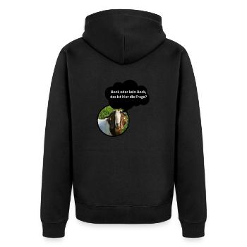 Fun Shirt "Bock oder kein Bock..." - Unisex Premium Bio Zip Hoodie - Schwarz - Hinten - Nico (187cm)
