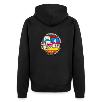 Original 2020 Vintage Niveau 4 Débloquer - Veste à capuche bio Premium Unisexe - noir - Dos - Nico (187cm)