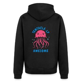 Tenacle-ly Awesome - Méduse avec tentacules - Veste à capuche bio Premium Unisexe - noir - Dos - Nico (187cm)
