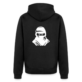 ninja - Unisex Premium Organic Zip Hoodie - black - Back - Nico (187cm)
