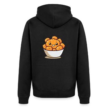 Süße Hähnchenstücke Comic - Unisex Premium Bio Zip Hoodie - Schwarz - Hinten - Nico (187cm)