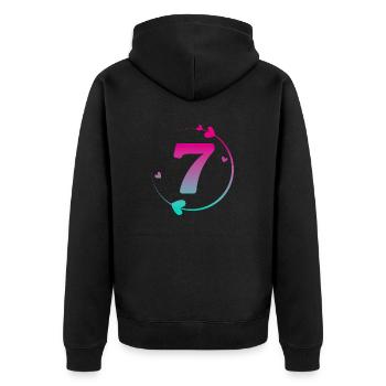 7e anniversaire cercle cœur coloré - Veste à capuche bio Premium Unisexe - noir - Dos - Nico (187cm)