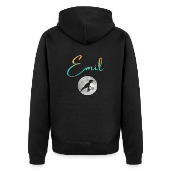 EMIL - Beautiful boy name with dinosaur - Unisex Premium Organic Zip Hoodie - black - Back - Nico (187cm)