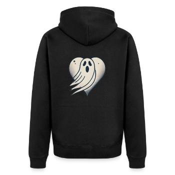 Geisterherz - Unisex Premium Bio Zip Hoodie - Schwarz - Hinten - Nico (187cm)