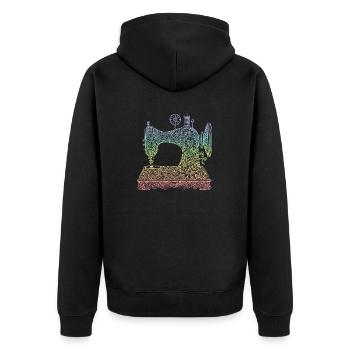 Nähmaschine - Unisex Premium Bio Zip Hoodie - Schwarz - Hinten - Nico (187cm)