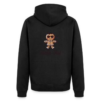Lebkuchenmann Sonnenbrille Frohes Fest - Unisex Premium Bio Zip Hoodie - Schwarz - Hinten - Nico (187cm)