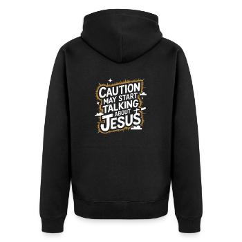 Your faith, your voice - Unisex Premium Organic Zip Hoodie - black - Back - Nico (187cm)