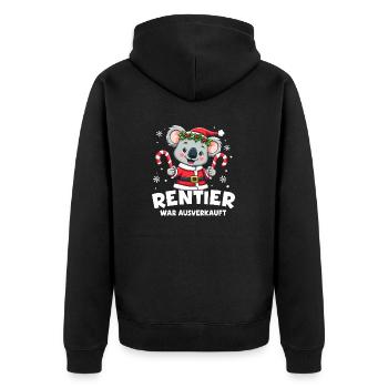 Rentier War Ausverkauft Koala - Unisex Premium Bio Zip Hoodie - Schwarz - Hinten - Nico (187cm)