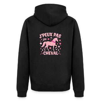 J'Peux Pas J'Ai Cheval Rose - Veste à capuche bio Premium Unisexe - noir - Dos - Nico (187cm)