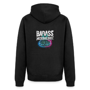 Stolz ein Mikrobiologe zu sein - Unisex Premium Bio Zip Hoodie - Schwarz - Hinten - Nico (187cm)