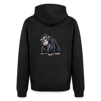 Gorilla-Kind - Unisex Premium Bio Zip Hoodie - Schwarz - Hinten - Nico (187cm)