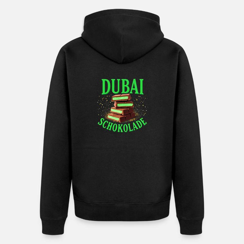 Dubai-Schokolade - Lustiger Spruch - Unisex Premium Bio Zip Hoodie - Schwarz