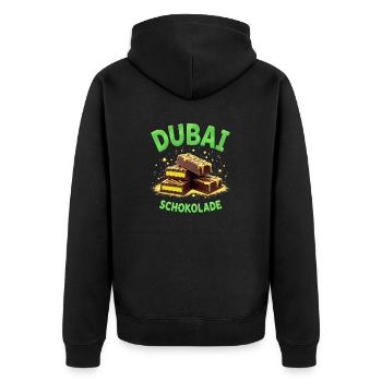 Dubai-Schokolade - Schokolade-Spass - Unisex Premium Bio Zip Hoodie - Schwarz - Hinten - Nico (187cm)