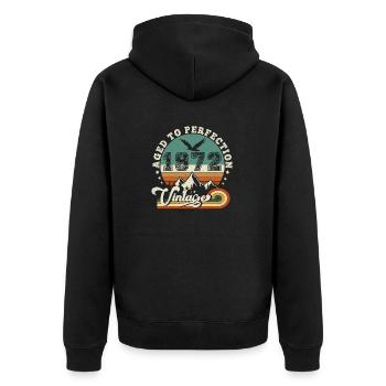 1973 Vintage Retro Anniversary 1973.Edition 2025. - Unisex Premium Organic Zip Hoodie - black - Back - Nico (187cm)