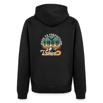 1966 Vintage Retro Anniversary 1966.Edition 2025. - Unisex Premium Organic Zip Hoodie - black - Back - Nico (187cm)