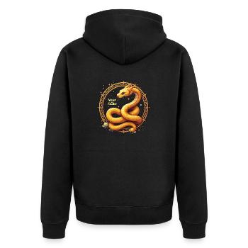 Chinesisches Neujahr - Schlange 2025 - Unisex Premium Bio Zip Hoodie - Schwarz - Hinten - Nico (187cm)