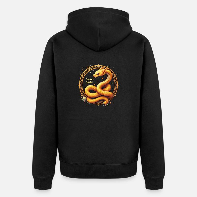 Nouvel An Chinois - Serpent 2025 - Veste à capuche bio Premium Unisexe - noir