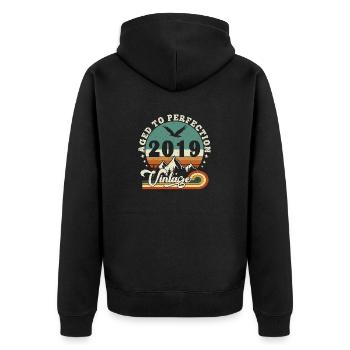 Aged to perfection 2020 Retro -Edition 2025. - Unisex Premium Organic Zip Hoodie - black - Back - Nico (187cm)