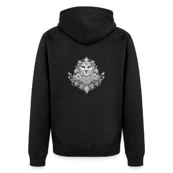 Lion à motifs floraux - Veste à capuche bio Premium Unisexe - noir - Dos - Nico (187cm)