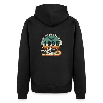 Aged to perfection 1995 Retro -Edition 2025. - Unisex Premium Organic Zip Hoodie - black - Back - Nico (187cm)