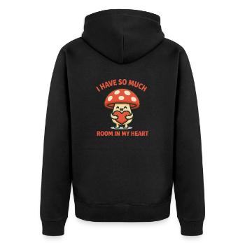 So viel Platz in meinem Herzen süßes Pilzwortspiel - Unisex Premium Bio Zip Hoodie - Schwarz - Hinten - Nico (187cm)