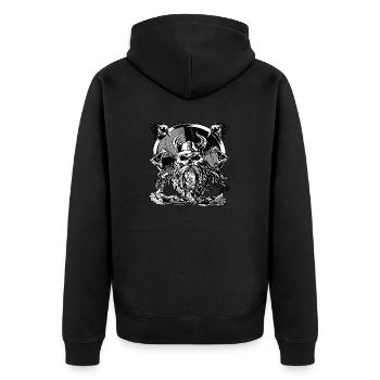 Odin Father of the Gods - Viking Gift - Unisex Premium Organic Zip Hoodie - black - Back - Nico (187cm)