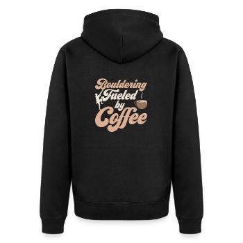 Bouldering Fueled By Coffee Boulder Climbing - Unisex Premium Bio Zip Hoodie - Schwarz - Hinten - Nico (187cm)