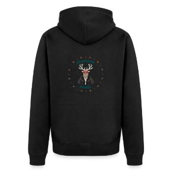Reindeer Biker Rebell - Unisex Premium Bio Zip Hoodie - Schwarz - Hinten - Nico (187cm)