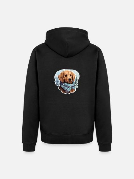 Golden Retriever in winter - Unisex Premium Organic Zip Hoodie - black