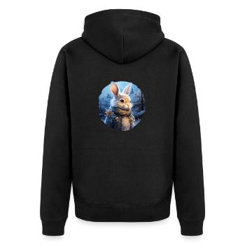 Snowy landscape with cute bunny - Unisex Premium Organic Zip Hoodie - black - Back - Nico (187cm)