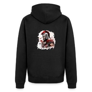 Sparta T-Shirt Spartan Greek Fighter - Unisex Premium Organic Zip Hoodie - black - Back - Nico (187cm)