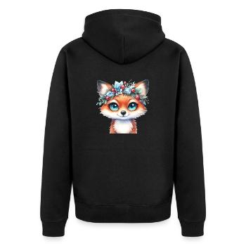 Renard d’hiver avec couronne de cristal de glace - Veste à capuche bio Premium Unisexe - noir - Dos - Nico (187cm)