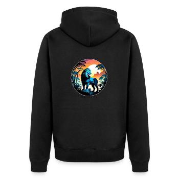 Lion, Lion Cub and Jungle - Unisex Premium Organic Zip Hoodie - black - Back - Nico (187cm)