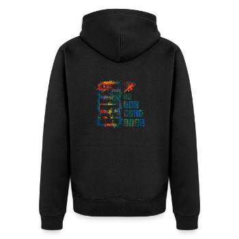 Run Run Exercise Race Strong Man Woman Sprint - Unisex Premium Organic Zip Hoodie - black - Back - Nico (187cm)