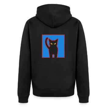 Cat - Unisex Premium Organic Zip Hoodie - black - Back - Nico (187cm)