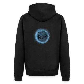 Team Reisen - Positives Denken - Affirmationen - Unisex Premium Bio Zip Hoodie - Schwarz - Hinten - Nico (187cm)