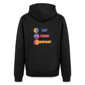 Eat sleep repeat paintball with icons - Unisex Premium Organic Zip Hoodie - black - Back - Nico (187cm)