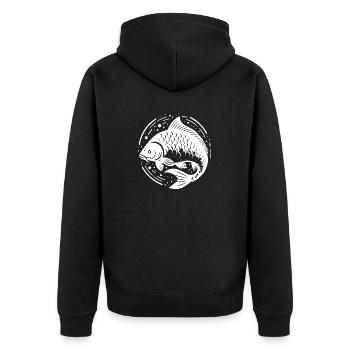 Karpfen kreativ transparent - Unisex Premium Bio Zip Hoodie - Schwarz - Hinten - Nico (187cm)