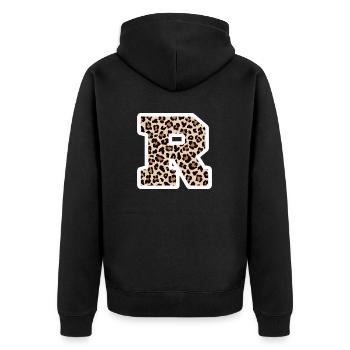 Letter R Leopard Pattern - Birthday Gift Idea - Unisex Premium Organic Zip Hoodie - black - Back - Nico (187cm)